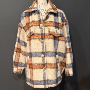 ZARA Plaid Women’s Jacket in Blue and Orange
